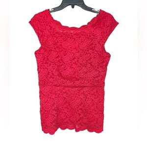 Dress Barn Collection Red‎ Lace Off The Shoulder Blouse Size 8